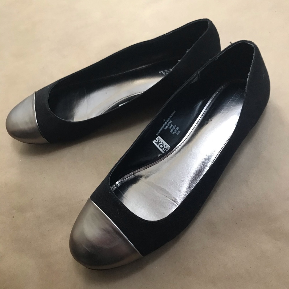 Merona Black Flats with Silver Toes
